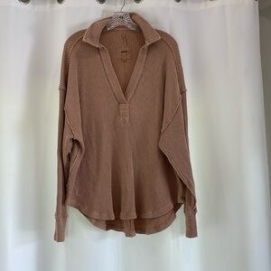 Aerie Brown Waffle Knit Top